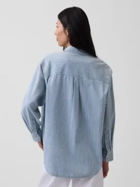 Stor denimskjorte med striper