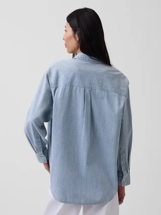 Stor denimskjorte med striper