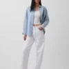 Stor denimskjorte med striper