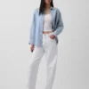 Stor denimskjorte med striper