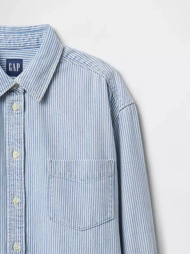 Stor denimskjorte med striper