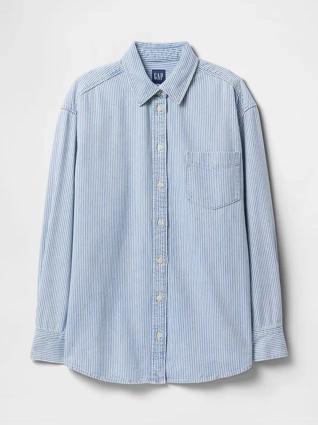 Stor denimskjorte med striper