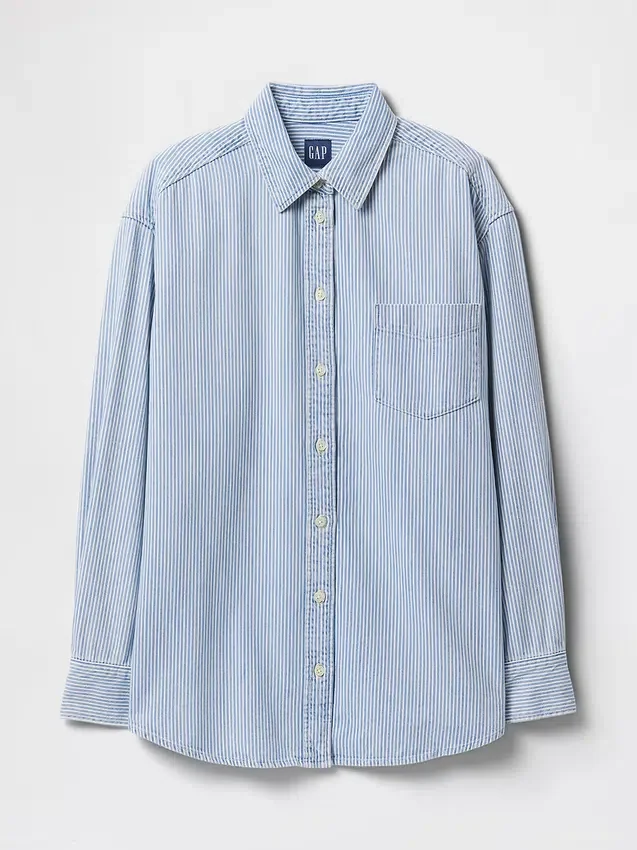 Stor denimskjorte med striper