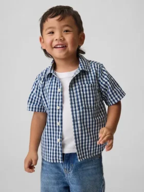 Stor skjorte i gingham-denim for Baby og Småbarn