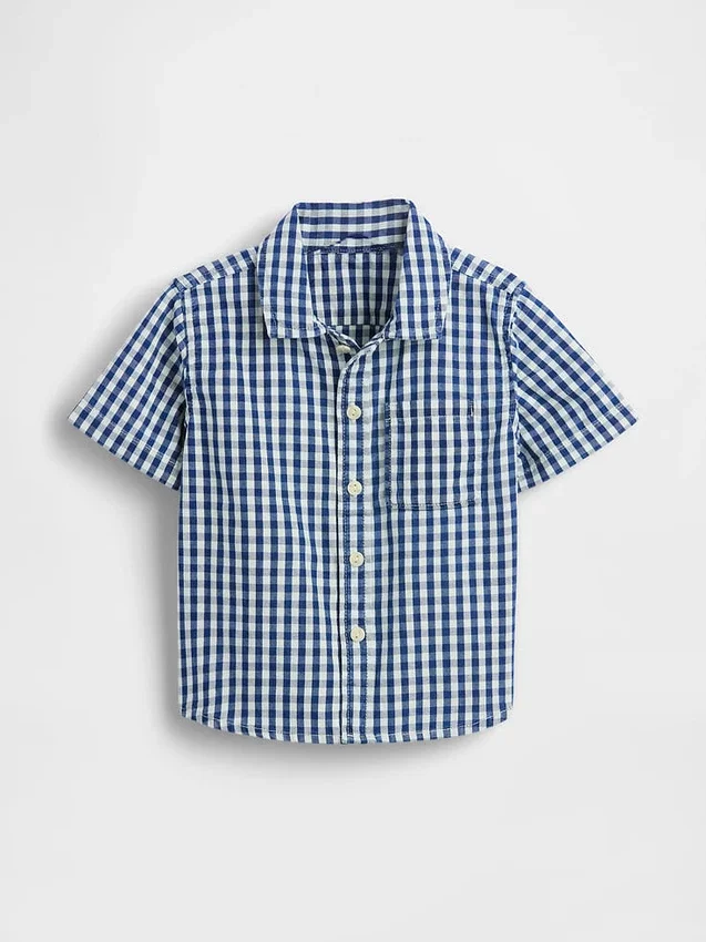 Stor skjorte i gingham-denim for Baby og Småbarn
