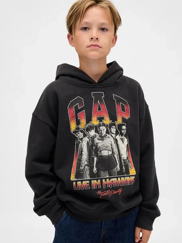 Stranger Things barne-hoodie i Vintagesoft med grafisk trykk