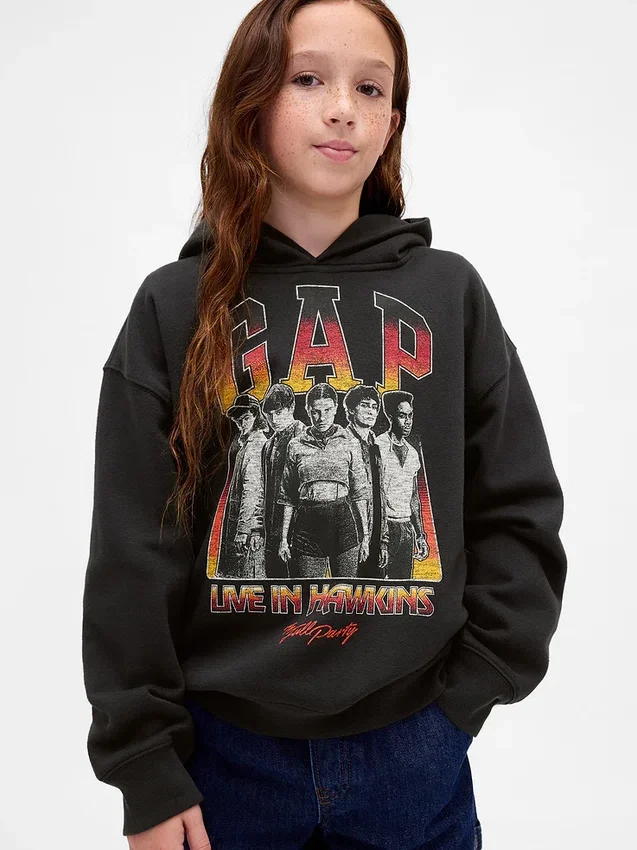 Stranger Things barne-hoodie i Vintagesoft med grafisk trykk
