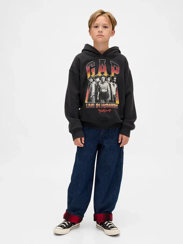 Stranger Things barne-hoodie i Vintagesoft med grafisk trykk