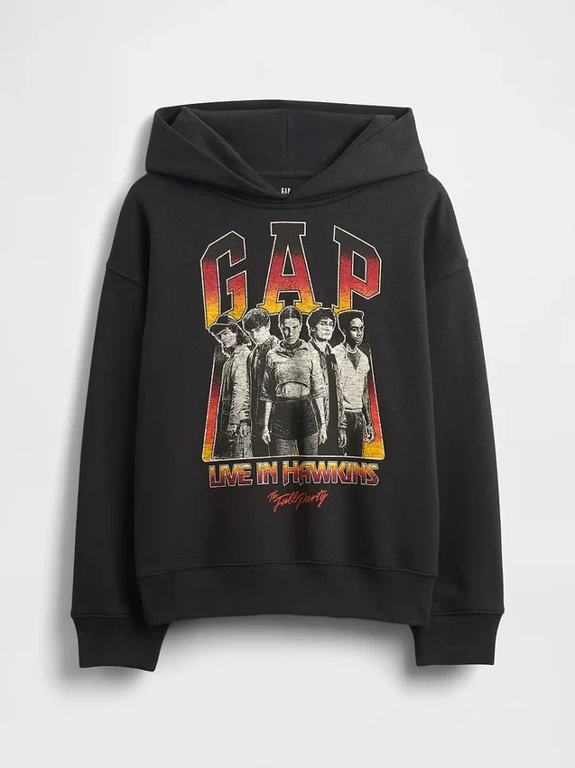 Stranger Things barne-hoodie i Vintagesoft med grafisk trykk