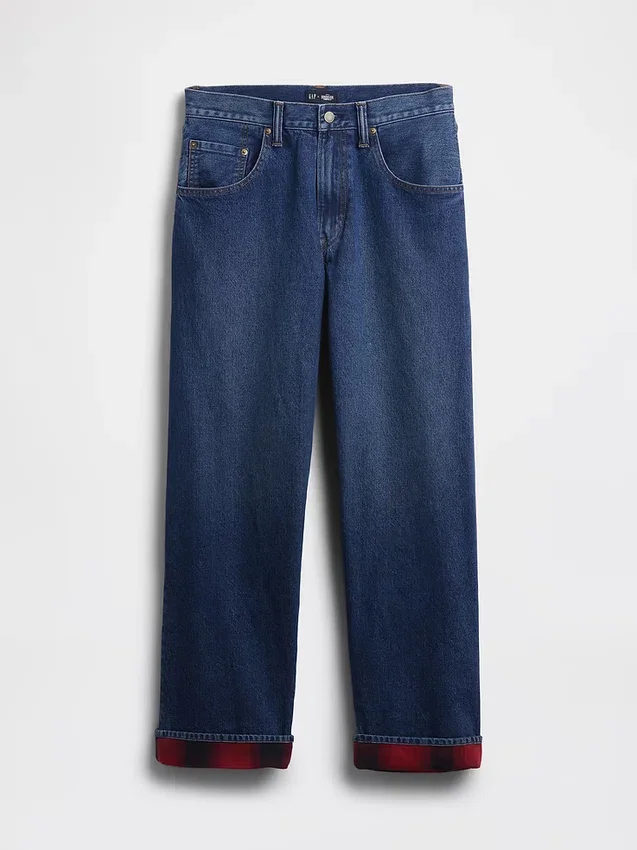 Stranger Things ekstra baggy Jeans for voksne med flanellfôr
