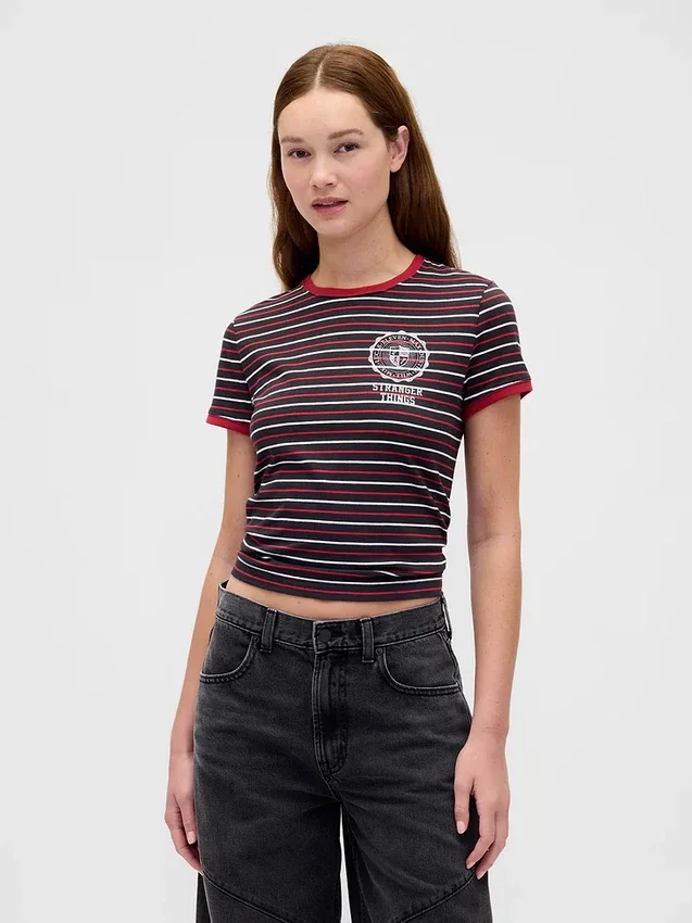 Stranger Things økologisk bomull Vintagesoft kort T-skjorte
