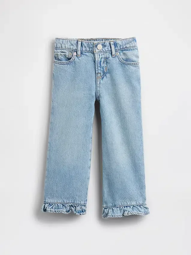 Stride-jeans med volangkant for Baby og Småbarn