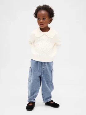 Strikkede barrel-jeans for Baby og Småbarn