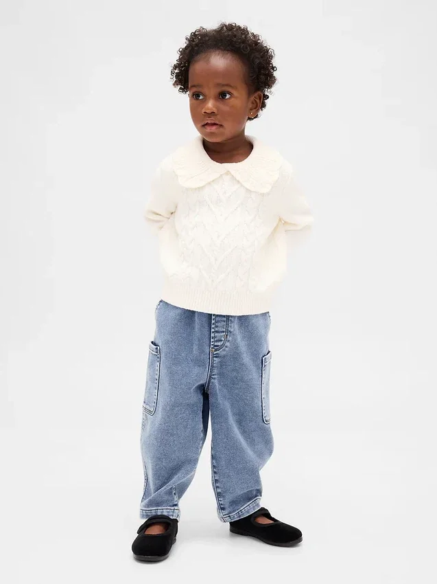 Strikkede barrel-jeans for Baby og Småbarn