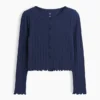 Strikket cardigan i pointelle-ribb til barn