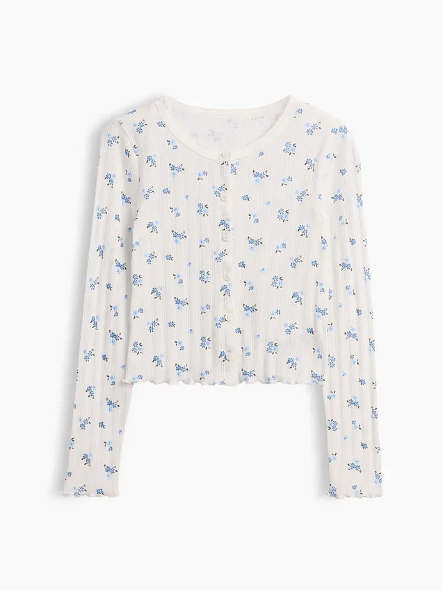 Strikket cardigan i pointelle-ribb til barn