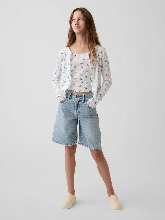 Strikket cardigan i pointelle-ribb til barn