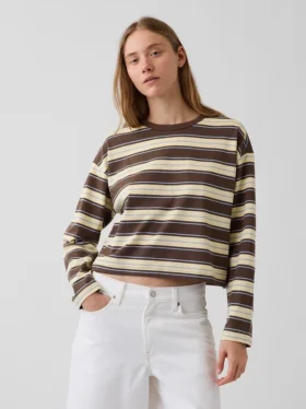 Strikket, oversized, kort T-skjorte
