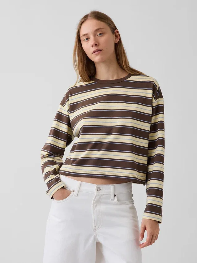 Strikket, oversized, kort T-skjorte