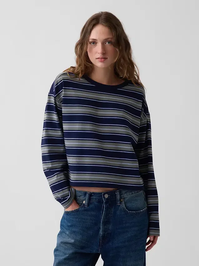 Strikket, oversized, kort T-skjorte