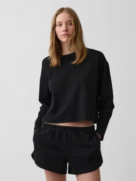 Strikket, oversized, kort T-skjorte
