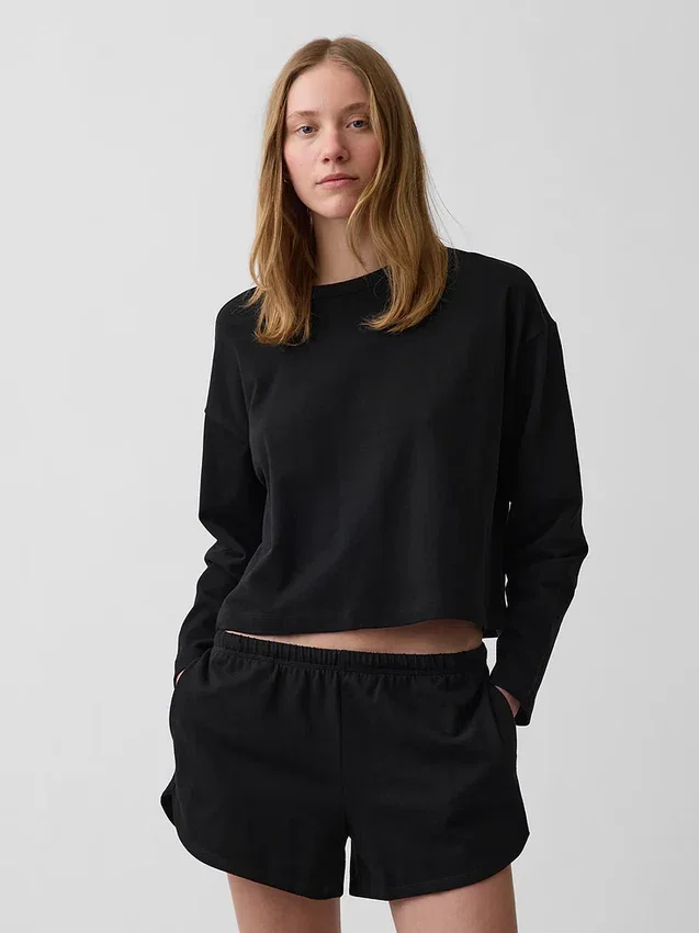 Strikket, oversized, kort T-skjorte
