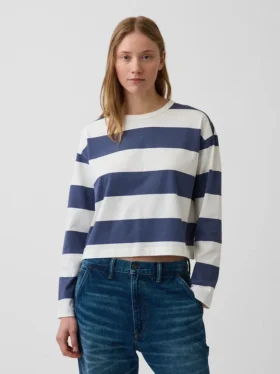 Strikket, oversized, kort T-skjorte