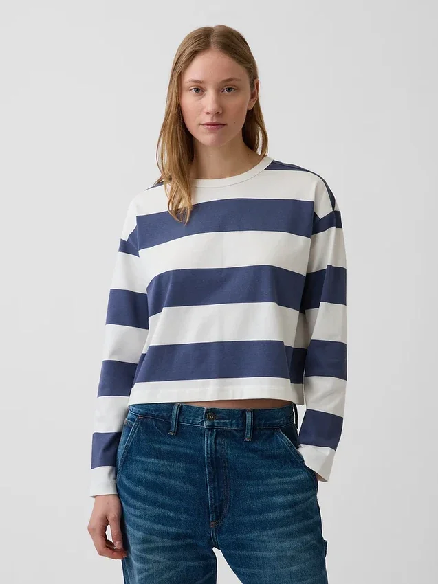 Strikket, oversized, kort T-skjorte