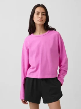 Strikket, oversized, kort T-skjorte