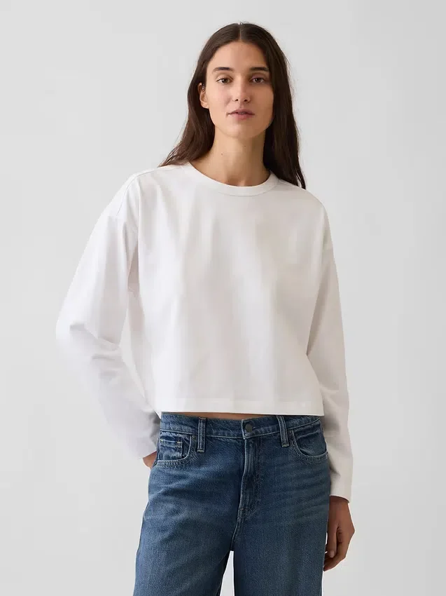 Strikket, oversized, kort T-skjorte