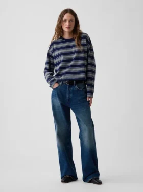Strikket, oversized, kort T-skjorte