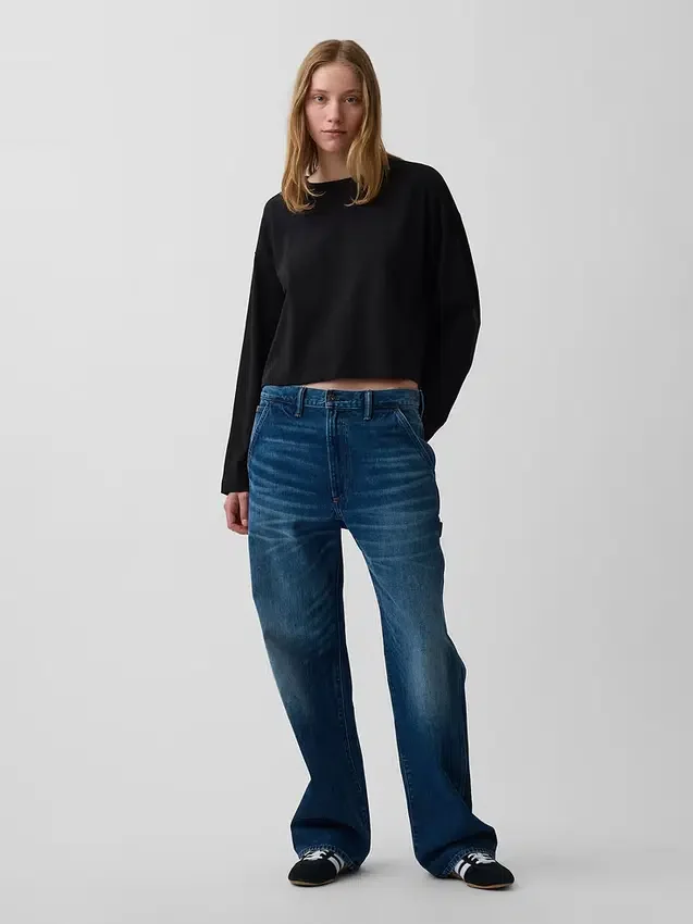 Strikket, oversized, kort T-skjorte