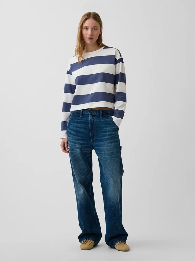 Strikket, oversized, kort T-skjorte