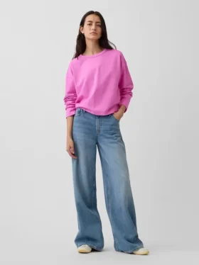 Strikket, oversized, kort T-skjorte