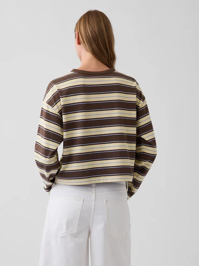Strikket, oversized, kort T-skjorte