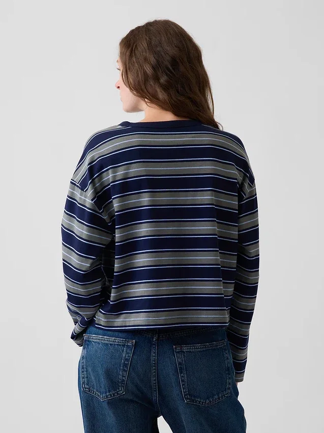 Strikket, oversized, kort T-skjorte