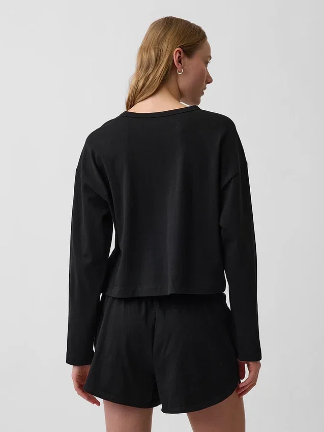 Strikket, oversized, kort T-skjorte