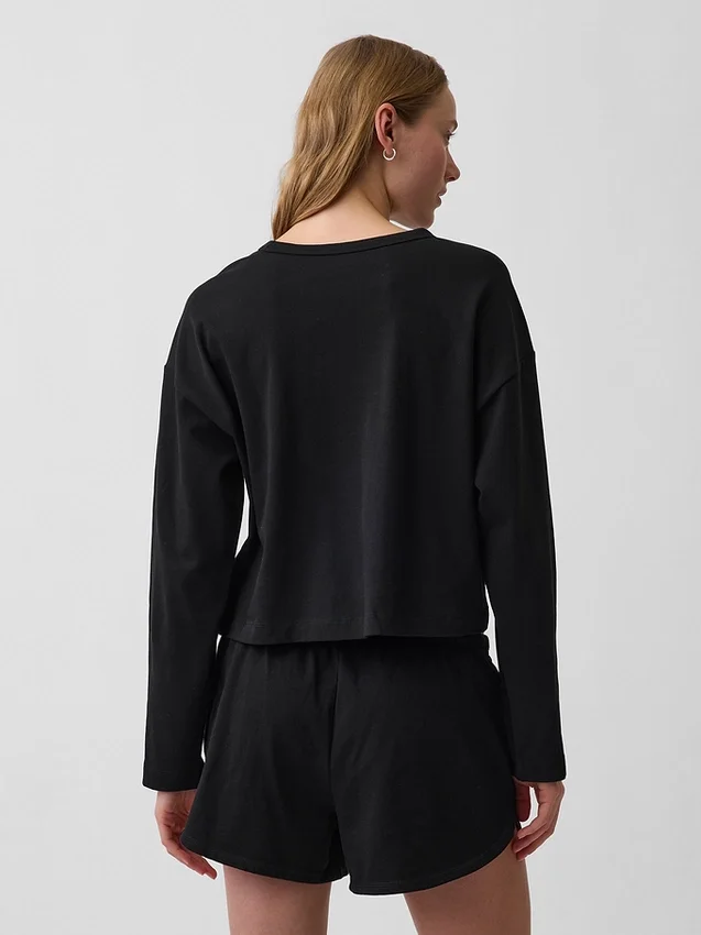 Strikket, oversized, kort T-skjorte