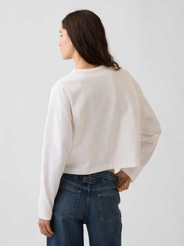 Strikket, oversized, kort T-skjorte