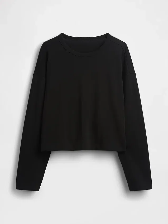 Strikket, oversized, kort T-skjorte