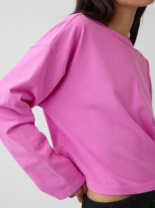 Strikket, oversized, kort T-skjorte