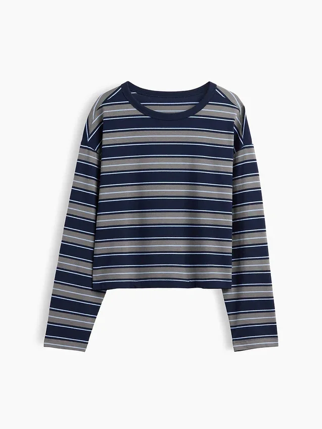 Strikket, oversized, kort T-skjorte