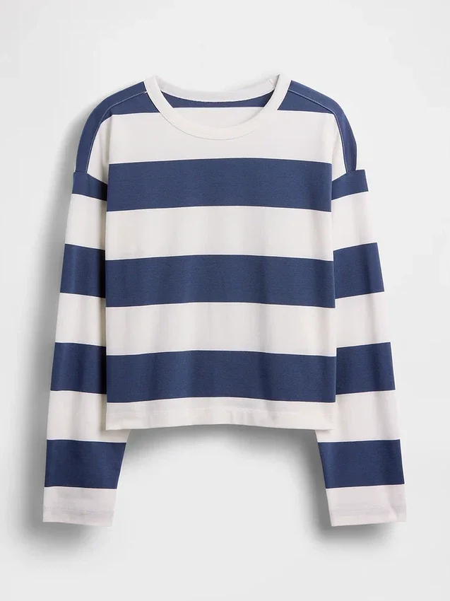 Strikket, oversized, kort T-skjorte