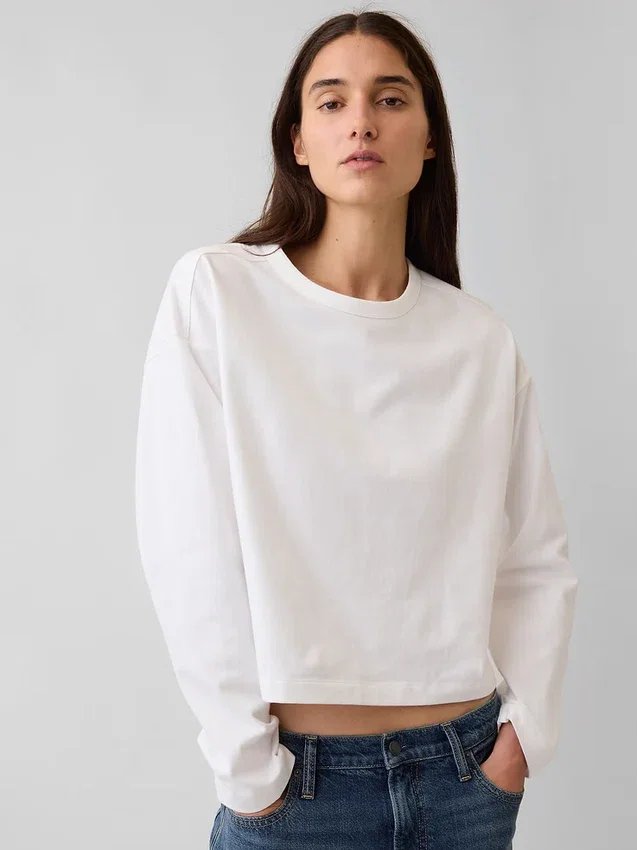 Strikket, oversized, kort T-skjorte
