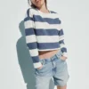 Strikket, oversized, kort T-skjorte