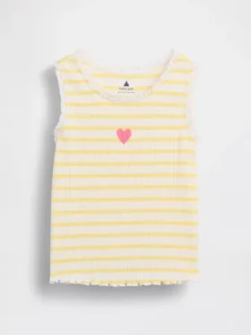 Stripet ribbet tank-top med grafisk motiv for Baby og Småbarn