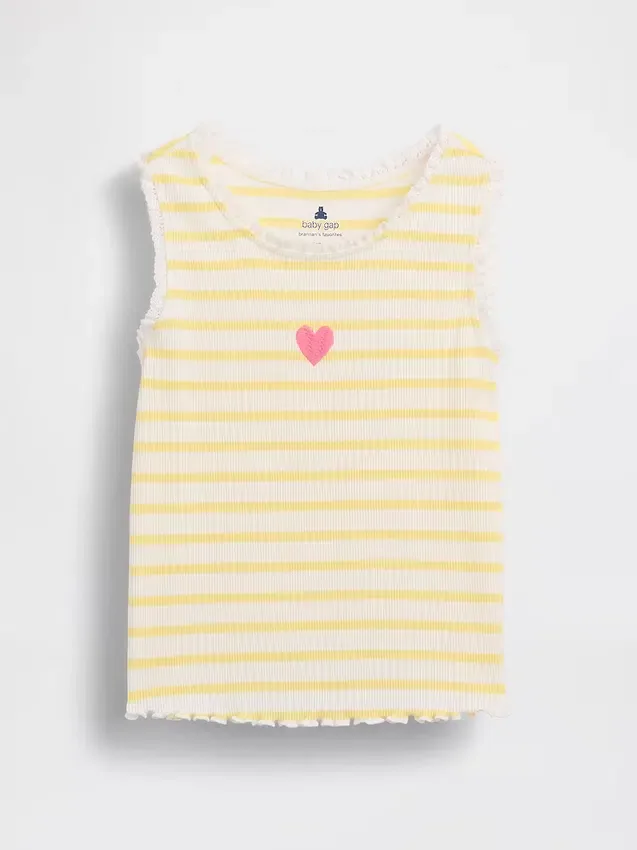 Stripet ribbet tank-top med grafisk motiv for Baby og Småbarn