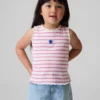 Stripet ribbet tank-top med grafisk motiv for Baby og Småbarn