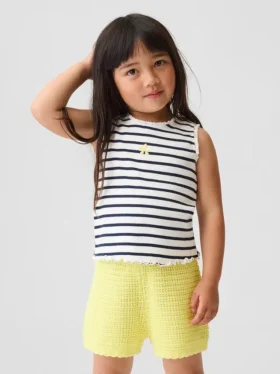 Stripet ribbet tank-top med grafisk motiv for Baby og Småbarn