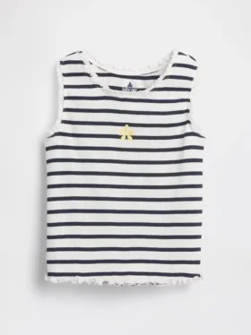 Stripet ribbet tank-top med grafisk motiv for Baby og Småbarn